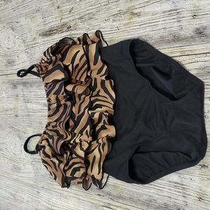 Longitude animal print Triple Tier One Piece SwimSuit